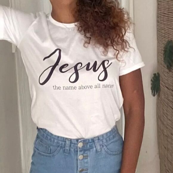 ⭐️Brand New Medium White Jesus  Printed T-shirt Women - Picture 5 of 6